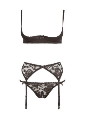 Ensemble sexy trois pièces en dentelle noire - R2210185